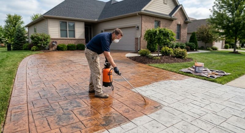 Driveway Concrete Staining in Frisco, TX