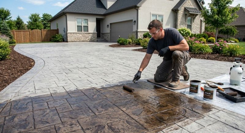 Driveway Concrete Staining in Dallas, TX