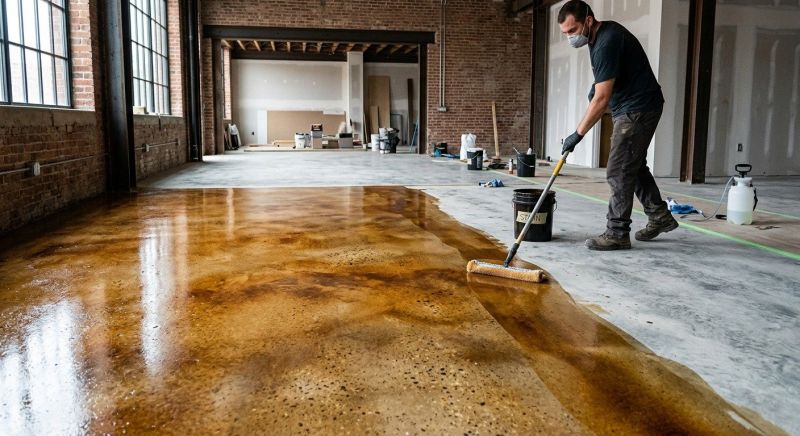 Stained Concrete Installation in Fort Worth, TX
